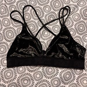PINK Victoria's Secret Black Velvet Bralette